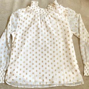 Loft white and gold long sleeve top.